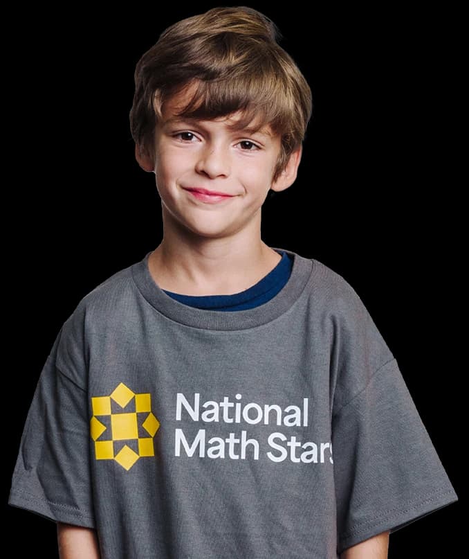 Student wearing National Math Stars t-shirt